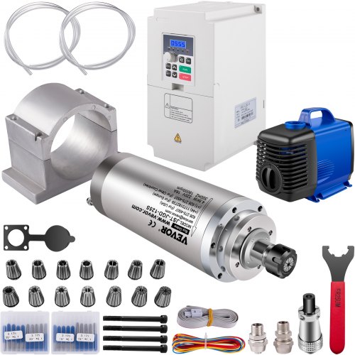 2.2KW ER20 CNC Spindle Motor Water Cooled+2.2KW VFD Inverter+Collet+80mm Bracket