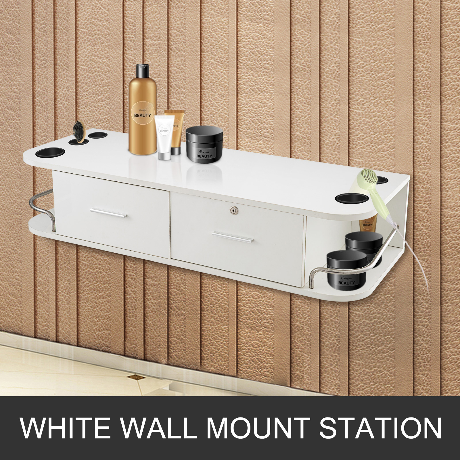 Wall Mount Styling Station Salon Equipment 41.3x16x8.9 Inch Spa Barber ...