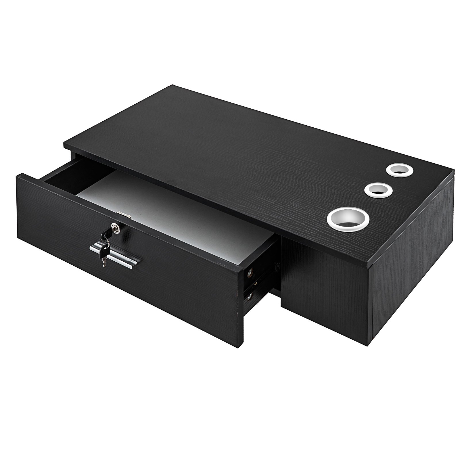 VEVOR Black Salon Wall Mount Styling Station Classic Locking Storage