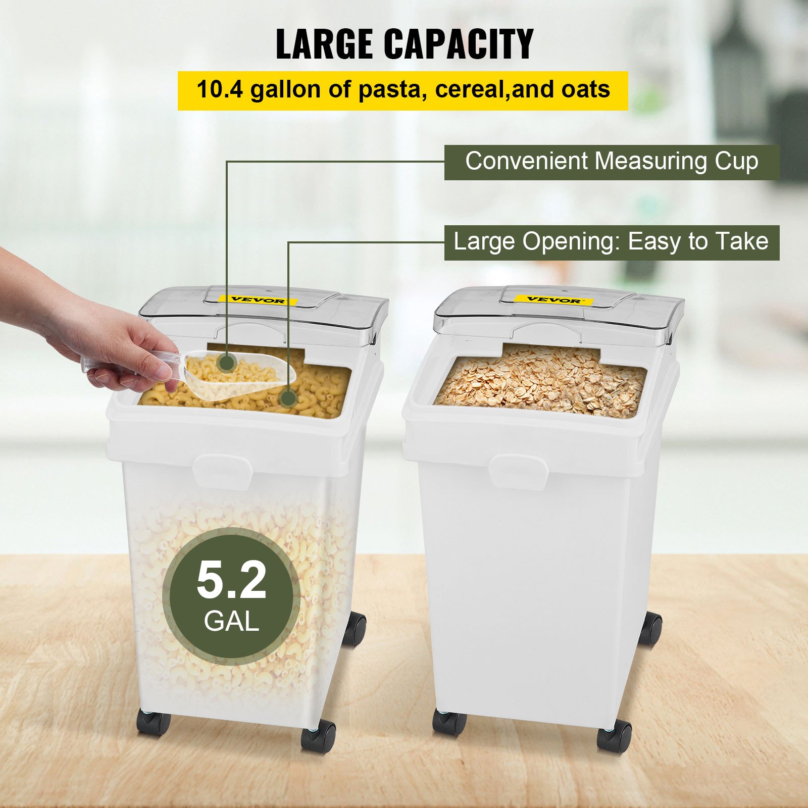VEVOR Ingredient Bin, 6.6 Gallons Capacity Ingredient Storage Bin, PP