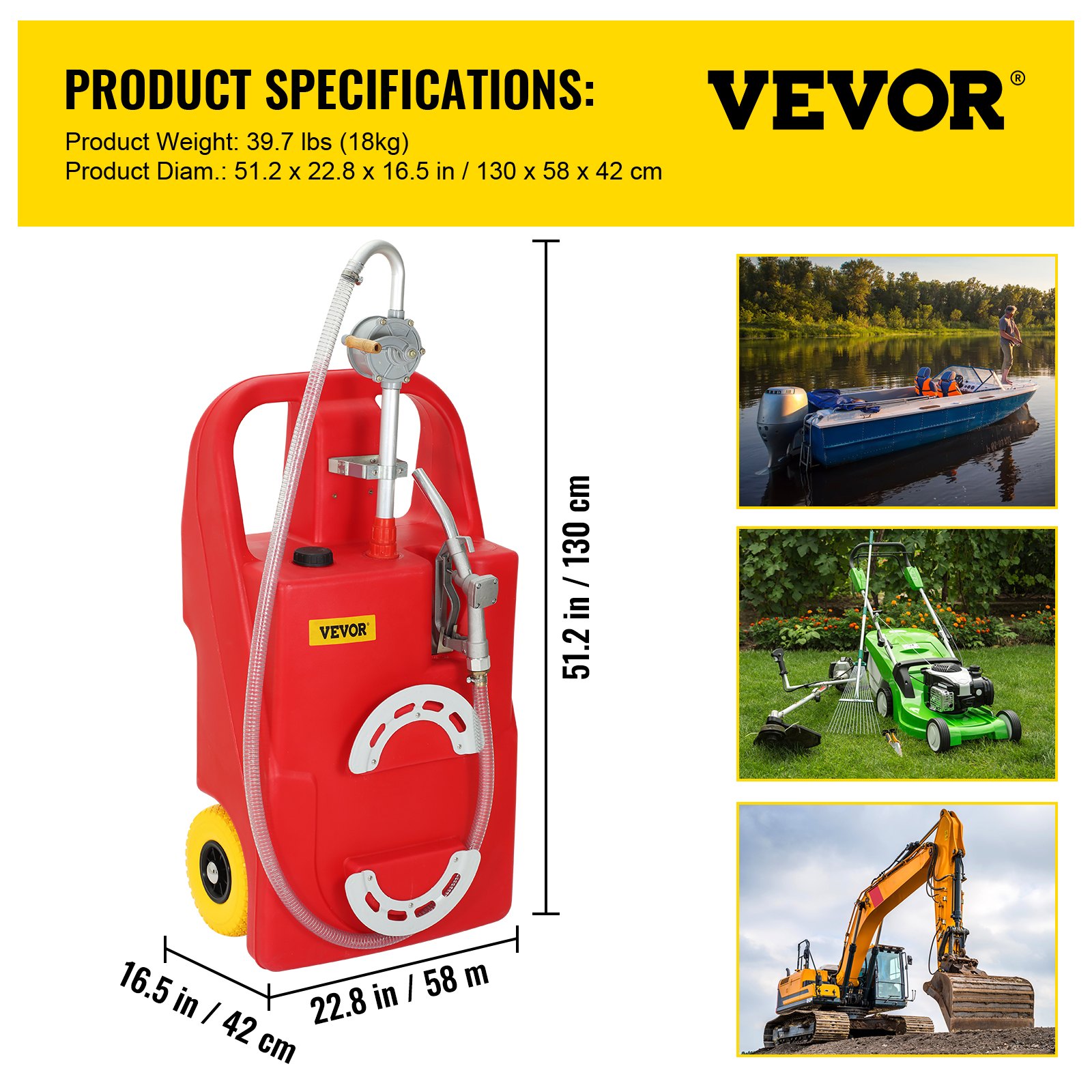 VEVOR Fuel Caddy 32 Gallon Portable Gas Diesel Tank OnWheels with