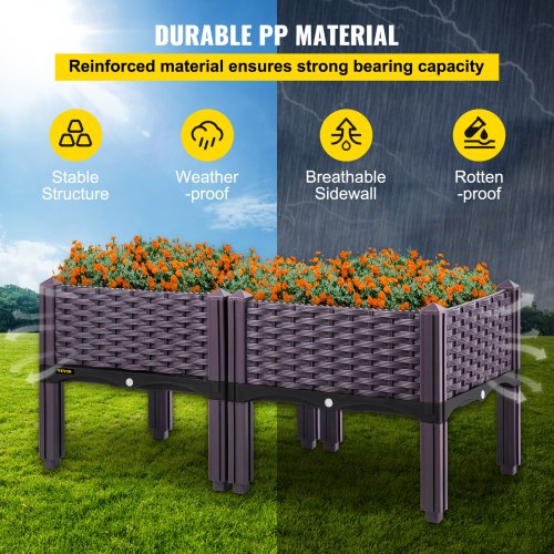 VEVOR Elevated Raised Garden Bed Plastic Garden Planter Box 2Pcs for ...