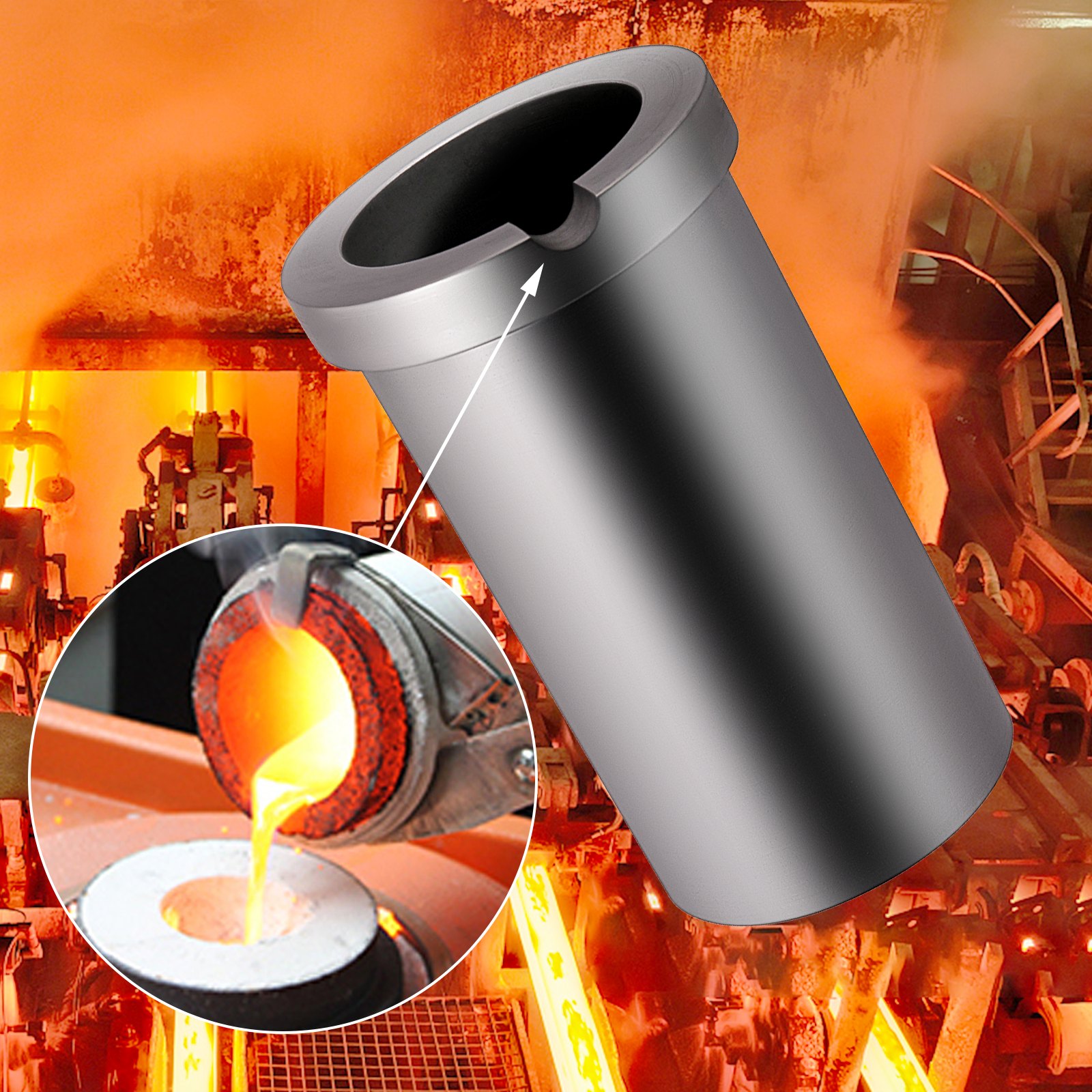 VEVOR VEVOR High Purity Graphite Crucible, 2 kg Graphite Furnace