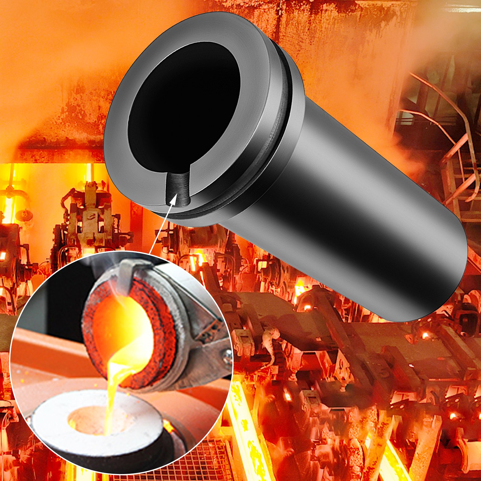 VEVOR High Purity Graphite Crucible, 2 kg Graphite Furnace, Double Ring