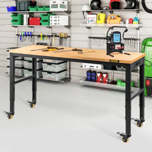 VEVOR VEVOR Adjustable Height Workbench 122x61 Cm Work Bench W/ Power ...