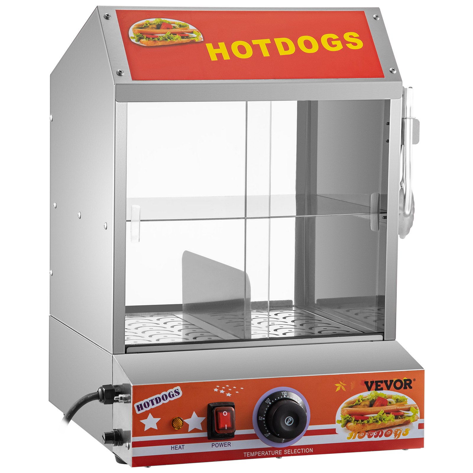 VEVOR Hot Dog Steamer, 27L/24.52Qt, 2Tier Hut Steamer for 175 Hot Dogs