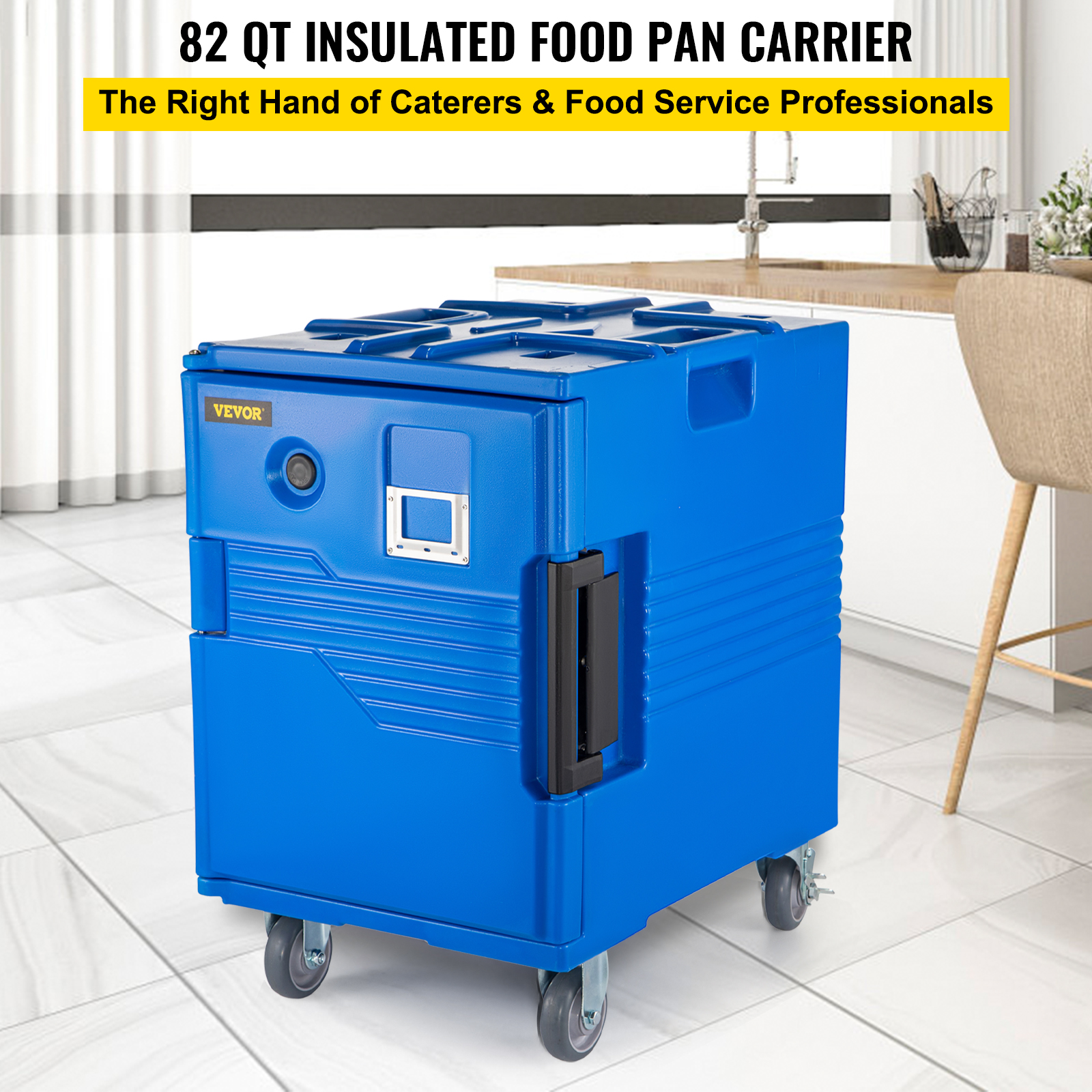 VEVOR Insulated Food Pan Carrier Front Load Catering Box w/ Wheels 82 ...