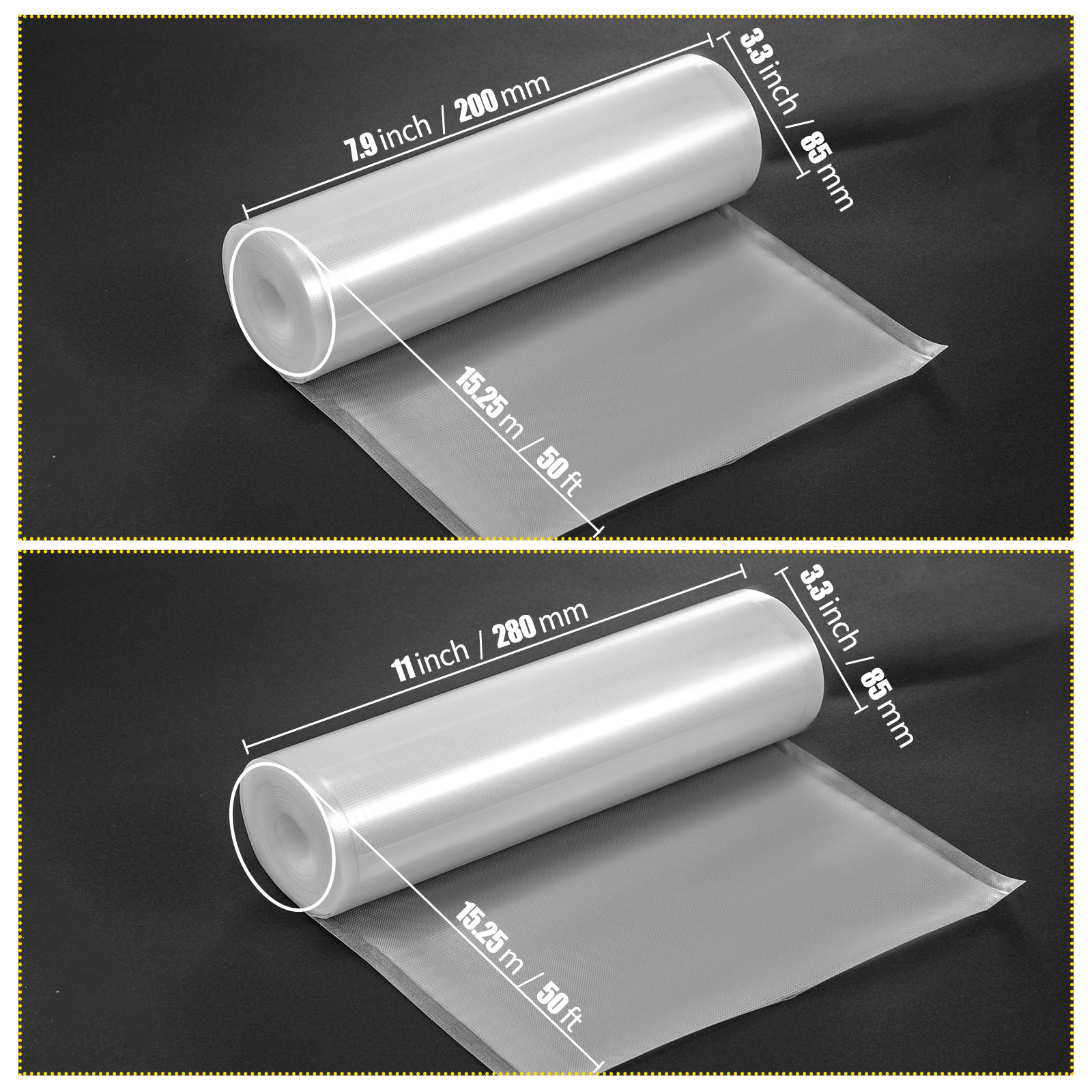 VEVOR Vacuum Seal Bags, 7.9/11 Inch x 50 Feet Vacuum Food Storage Bag