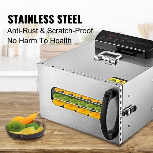 VEVOR Food Dehydrator Stainless Steel 6 Trays Jerky Dehydrator Digital