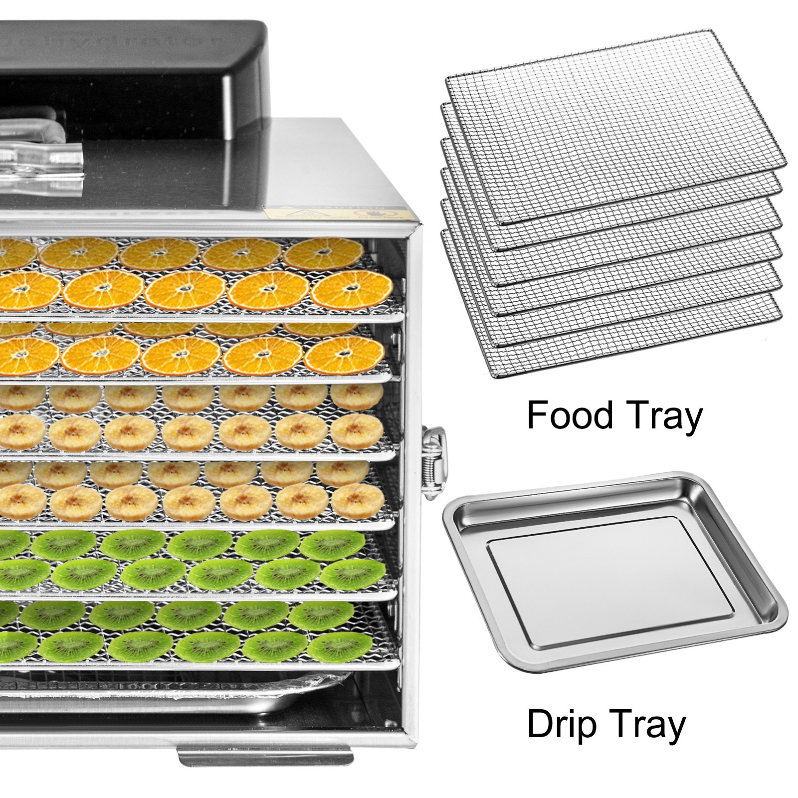 VEVOR Food Dehydrator Stainless Steel 6 Trays Jerky Dehydrator Digital