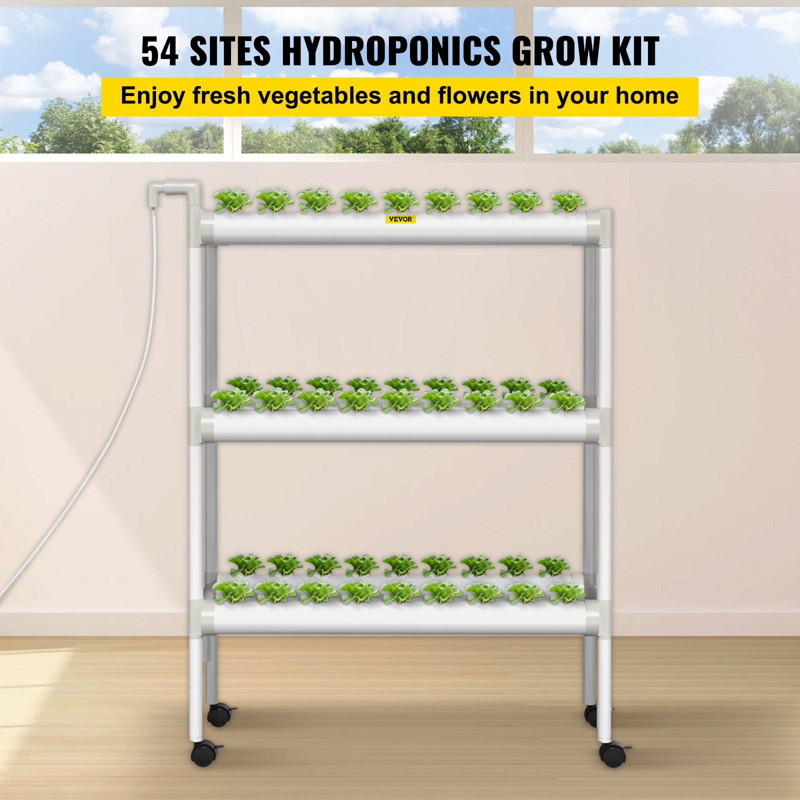 VEVOR Hydroponic Grow Kit Hydroponics System 54 Plant Sites 3 Layers 6 ...