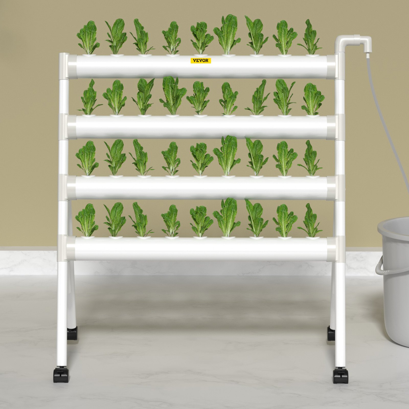 VEVOR Hydroponics Growing System, 36 Sites 4 Food-Grade PVC-U Pipes, 4 ...