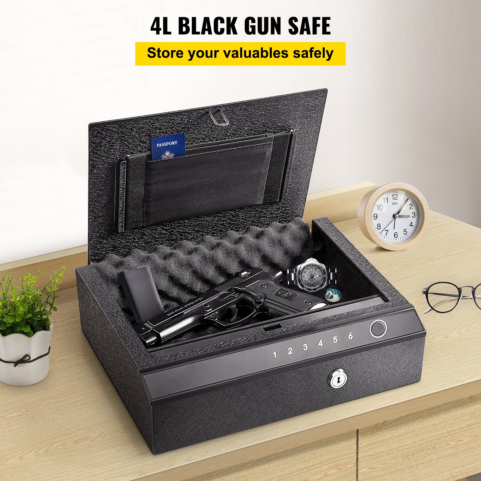 VEVOR Gun Safe, Q235 Steel Pistol Safe, 3Way Quick Access Firearm Case