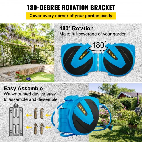 VEVOR Retractable Hose Reel, 1/2 inch x 100 ft, Any Length Lock