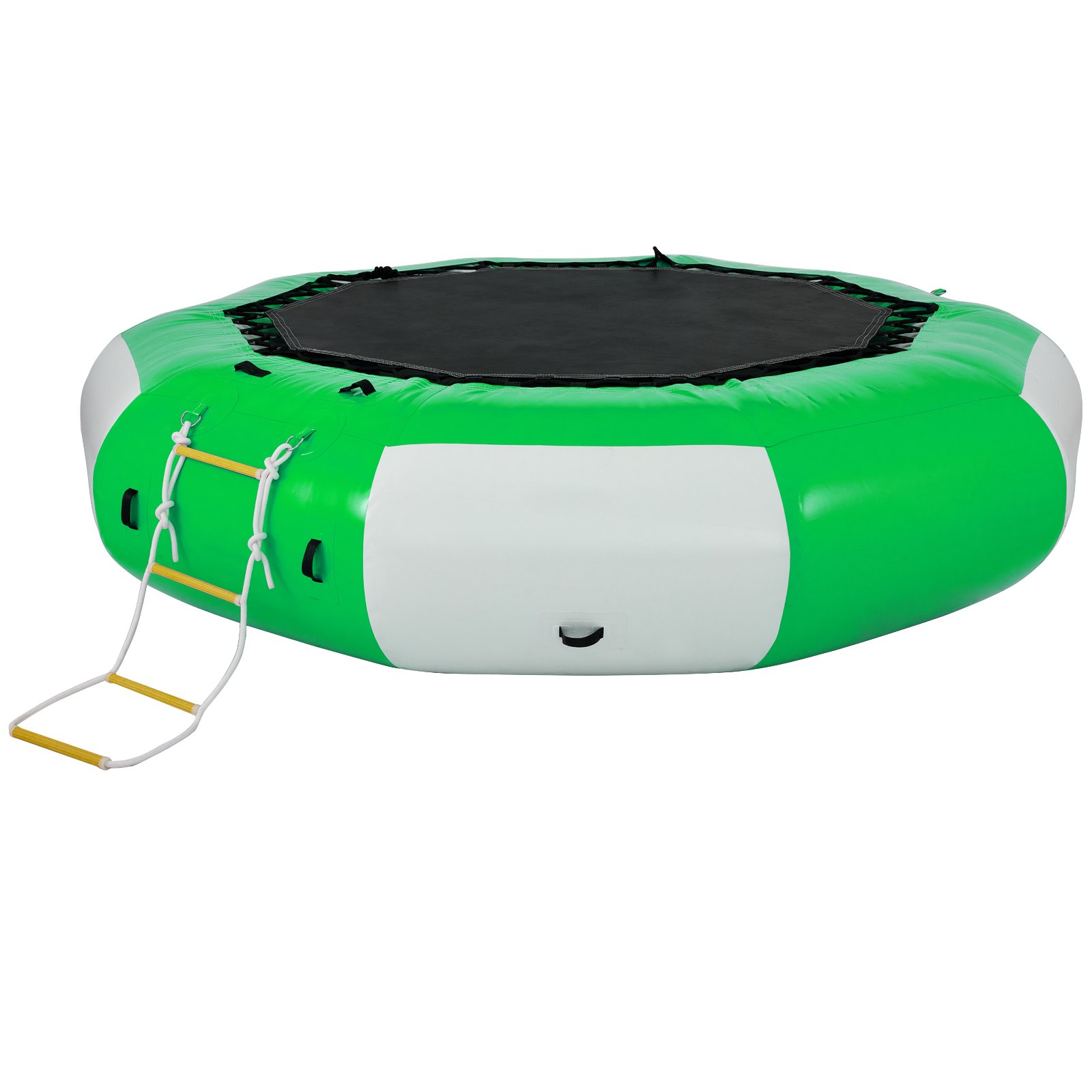 VEVOR Inflatable Water Trampoline 10ft , Round Inflatable Water Bouncer with Yellow Slide and 4