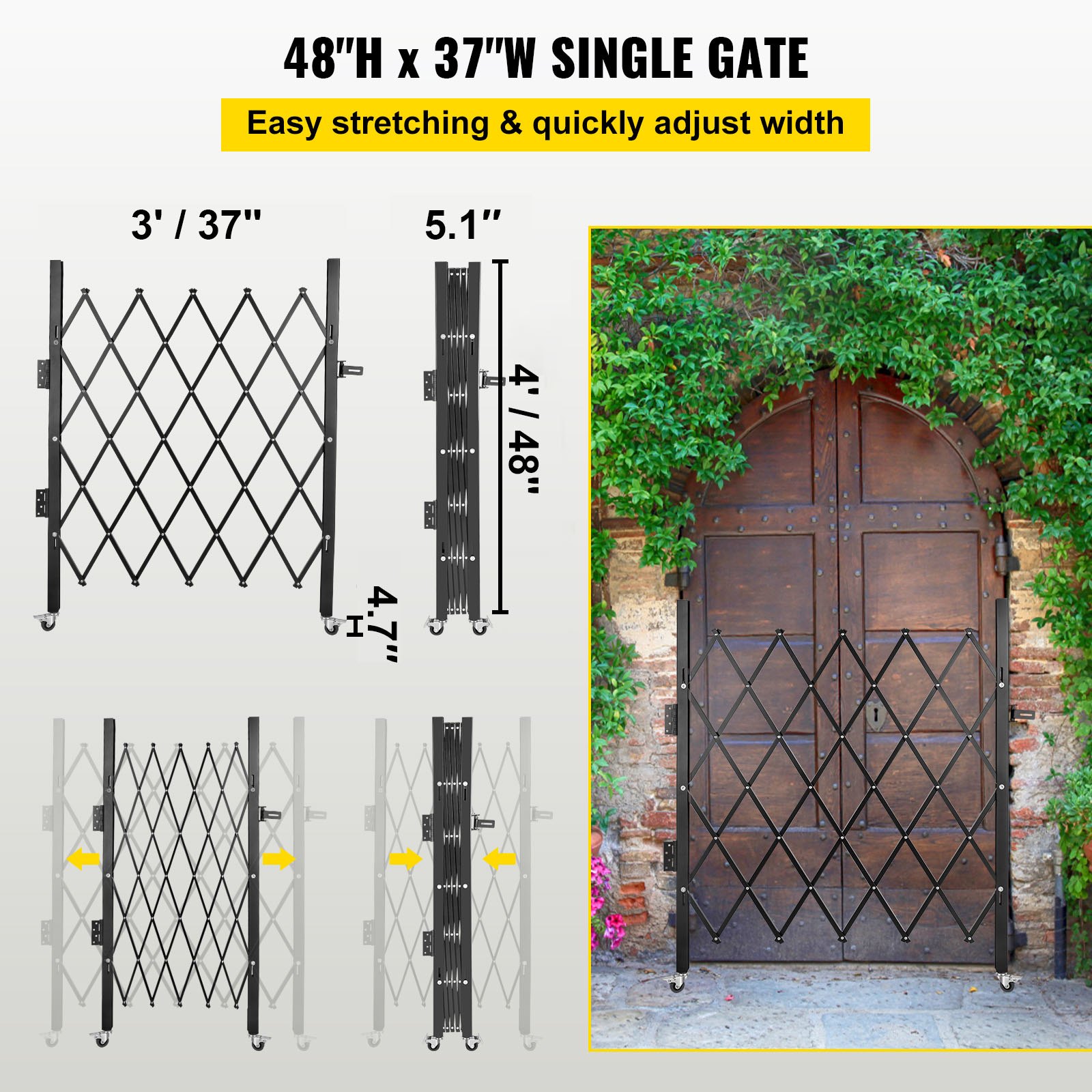 Expanding Gate YITAHOME Single Folding Security Gate 50