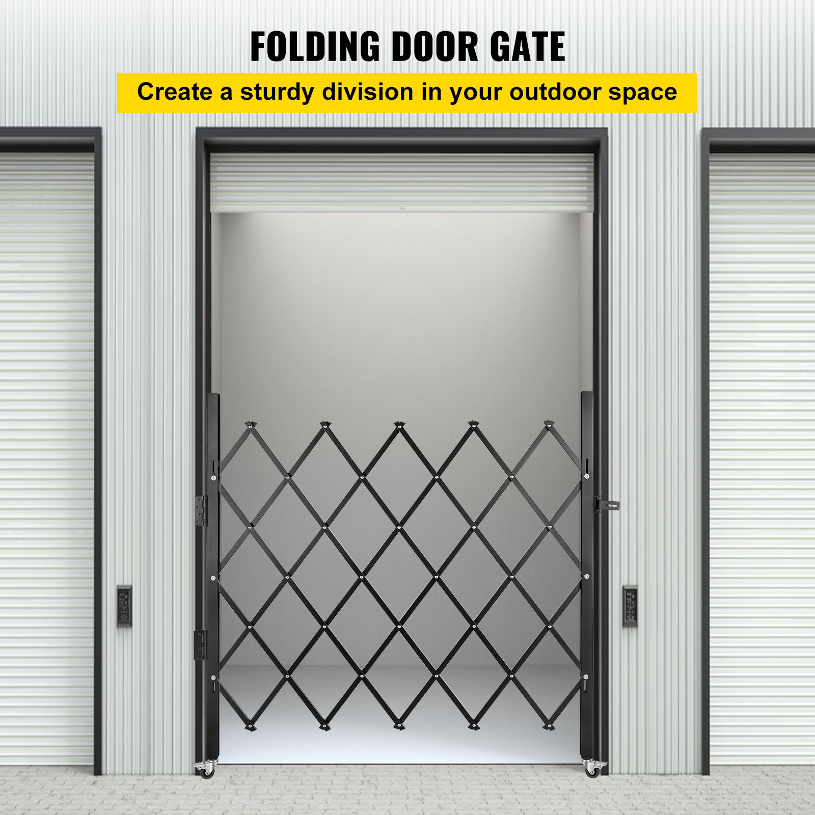 VEVOR Single Folding Security Gate, 48" H x 66" W Folding Door Gate, Steel Accordion Security