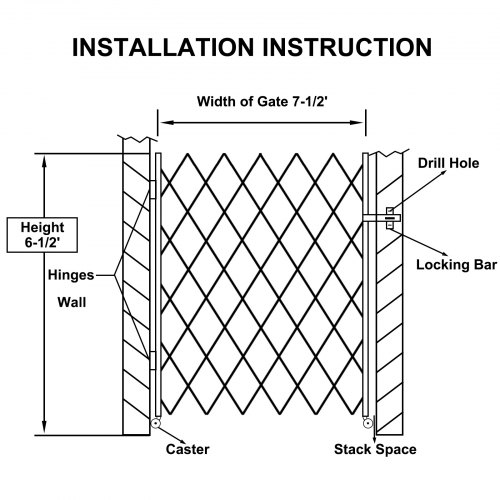 Vevor Single Folding Security Gate Folding Door Gate 6-1 2'h X 7-1 2'w 