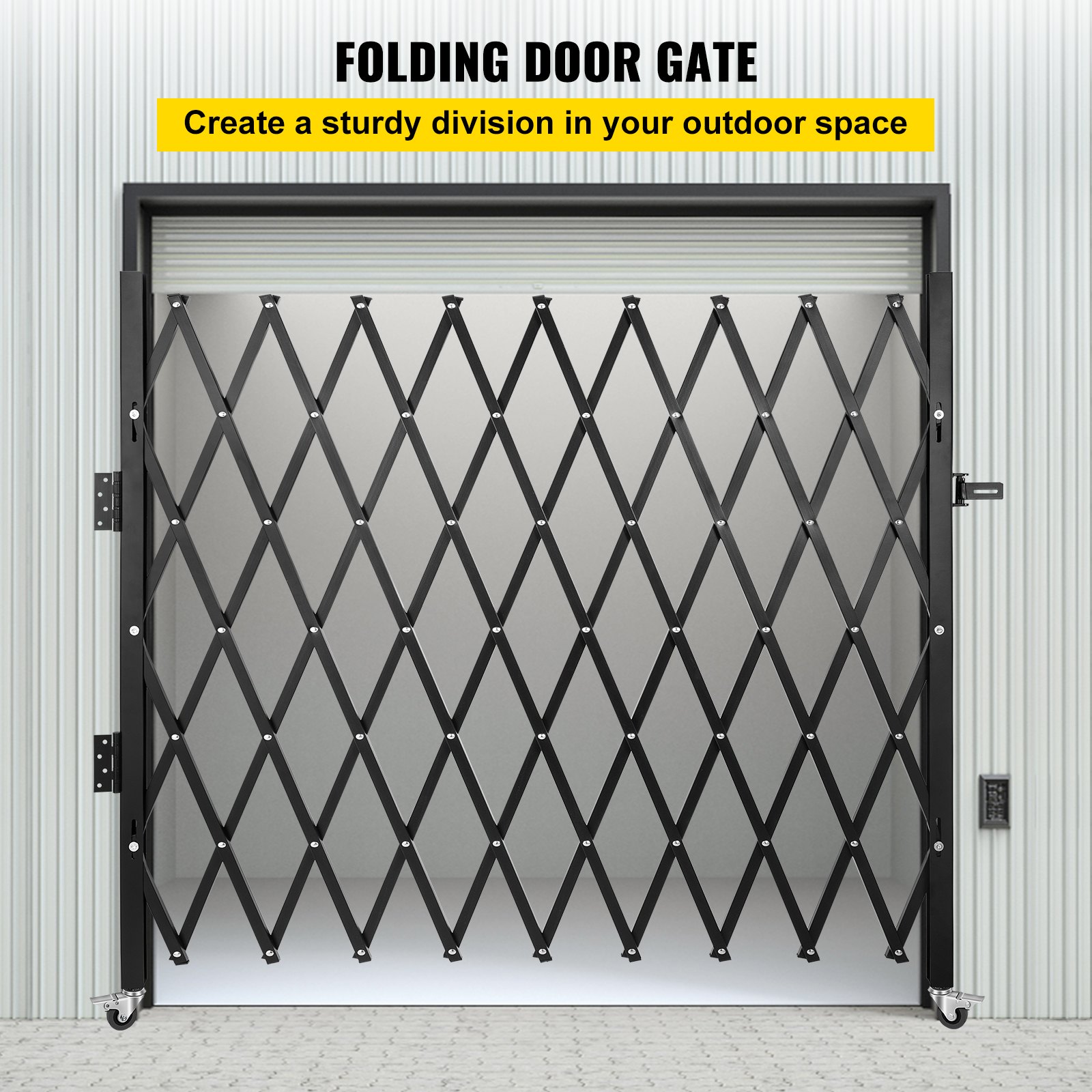 VEVOR Single Folding Security Gate, 7' H x 6-1/2' W Folding Door Gate ...