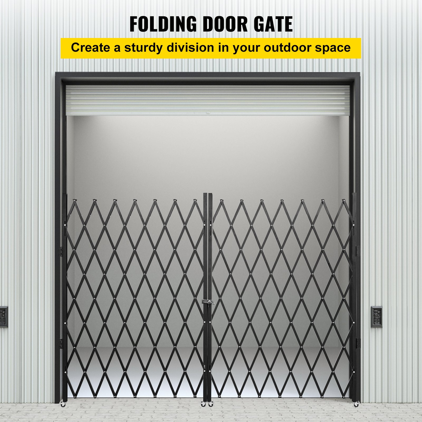 VEVOR Double Folding Security Gate, 5' H x 10' W Folding Door Gate