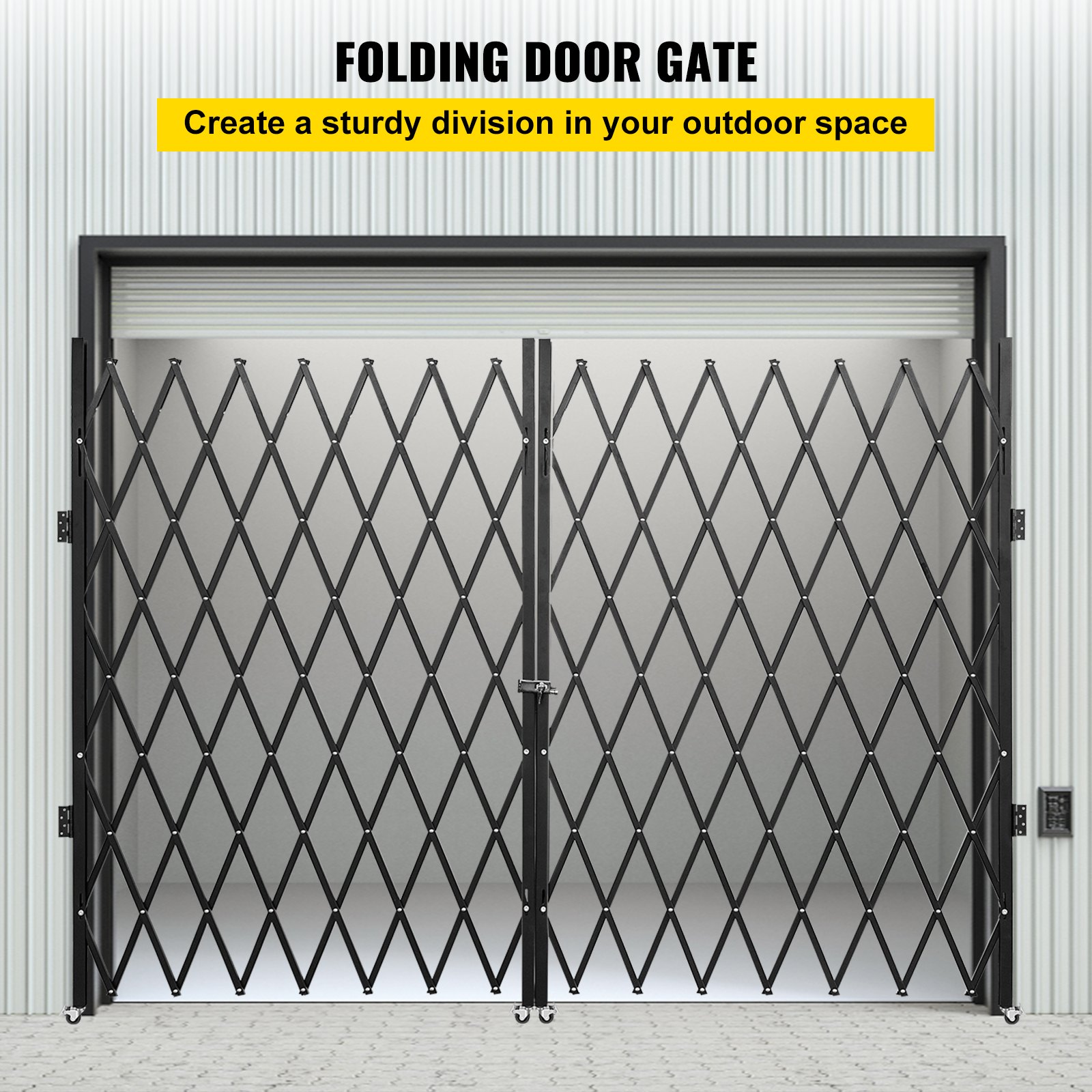 VEVOR Double Folding Security Gate, 61/2' H x 12' W Folding Door Gate, Steel Accordion Security