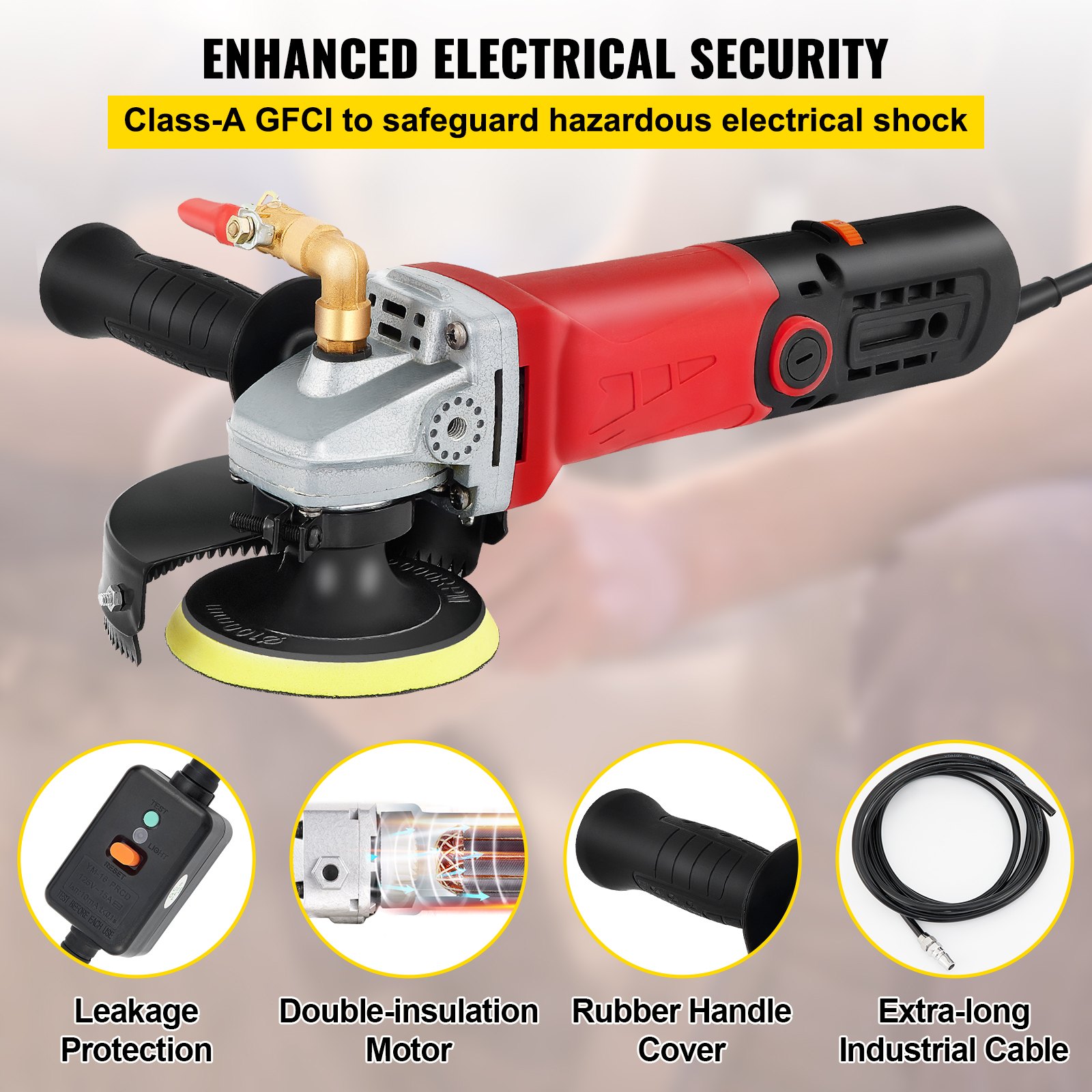 VEVOR Variable Speed Wet Polisher Grinder Polishing Kit Stone Granite