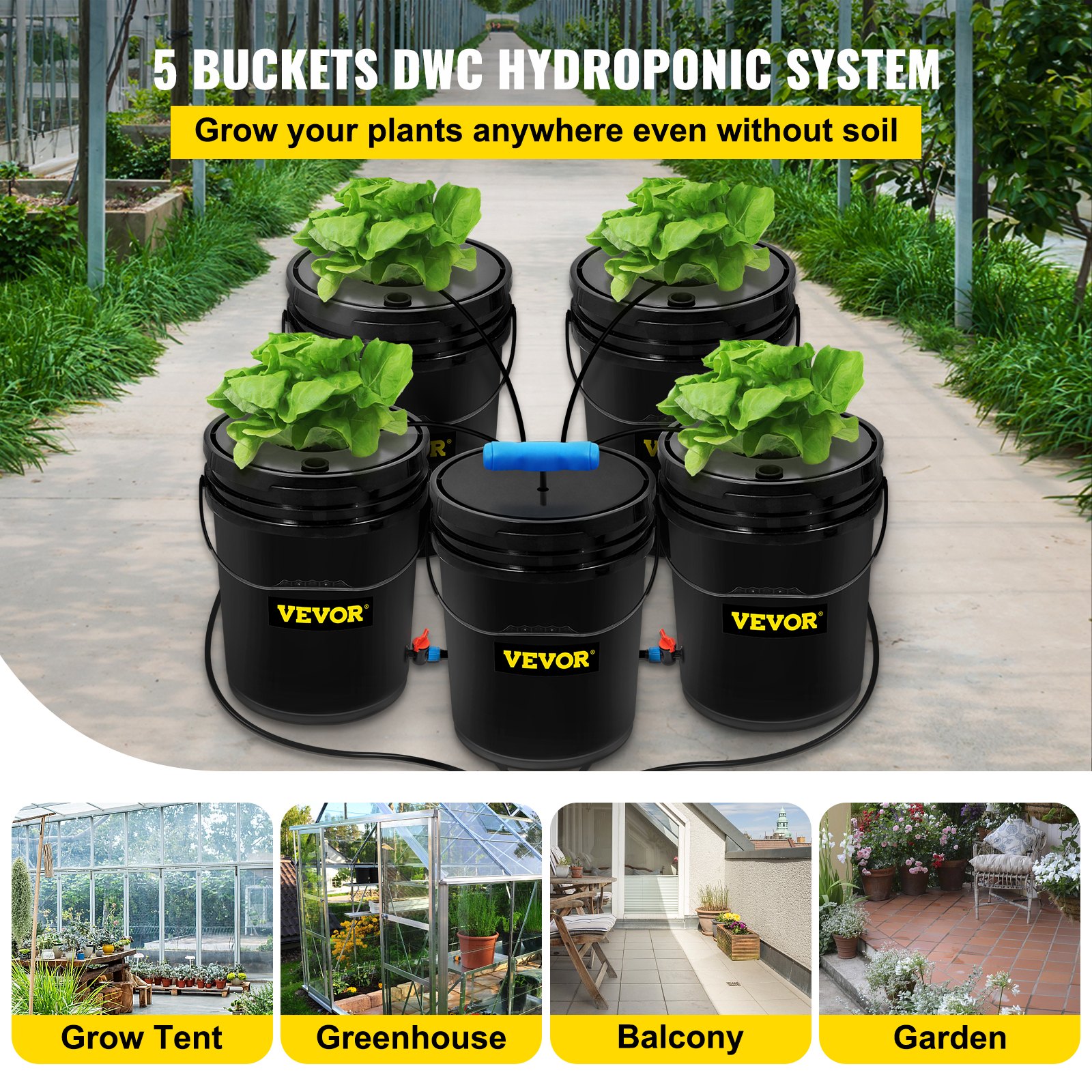 VEVOR VEVOR Hydroponics Deep Water Culture DWC Hydroponic System 5 ...