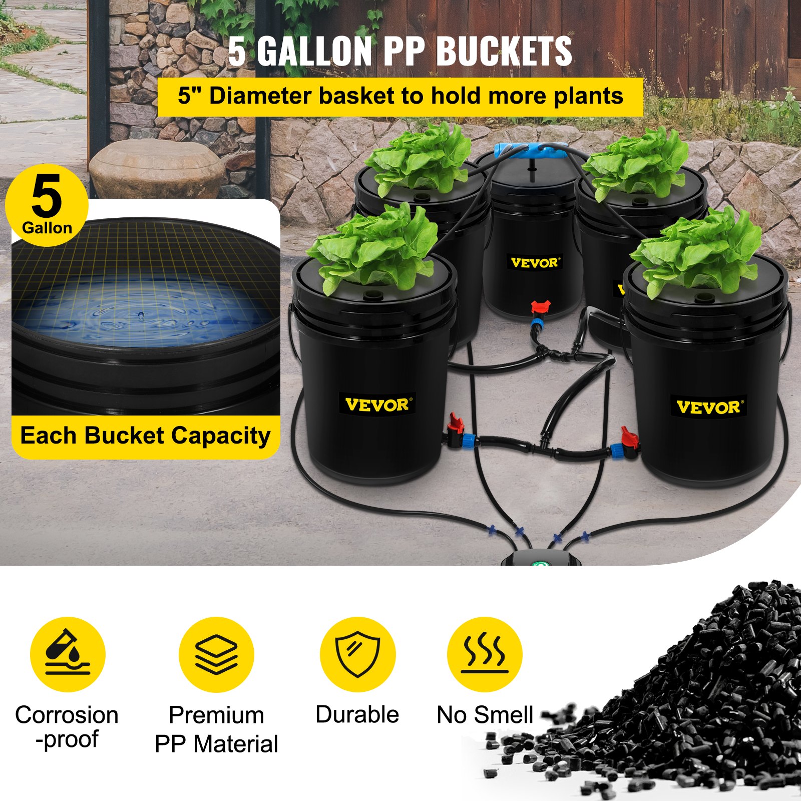 VEVOR VEVOR Hydroponics Deep Water Culture DWC Hydroponic System 5 ...