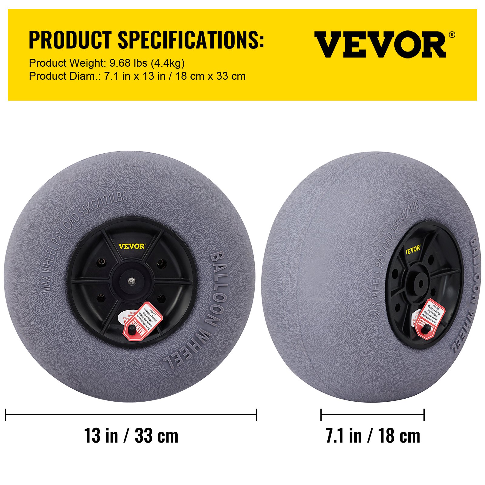 VEVOR Beach Balloon Wheels, 13" Replacement Sand Tires with 32