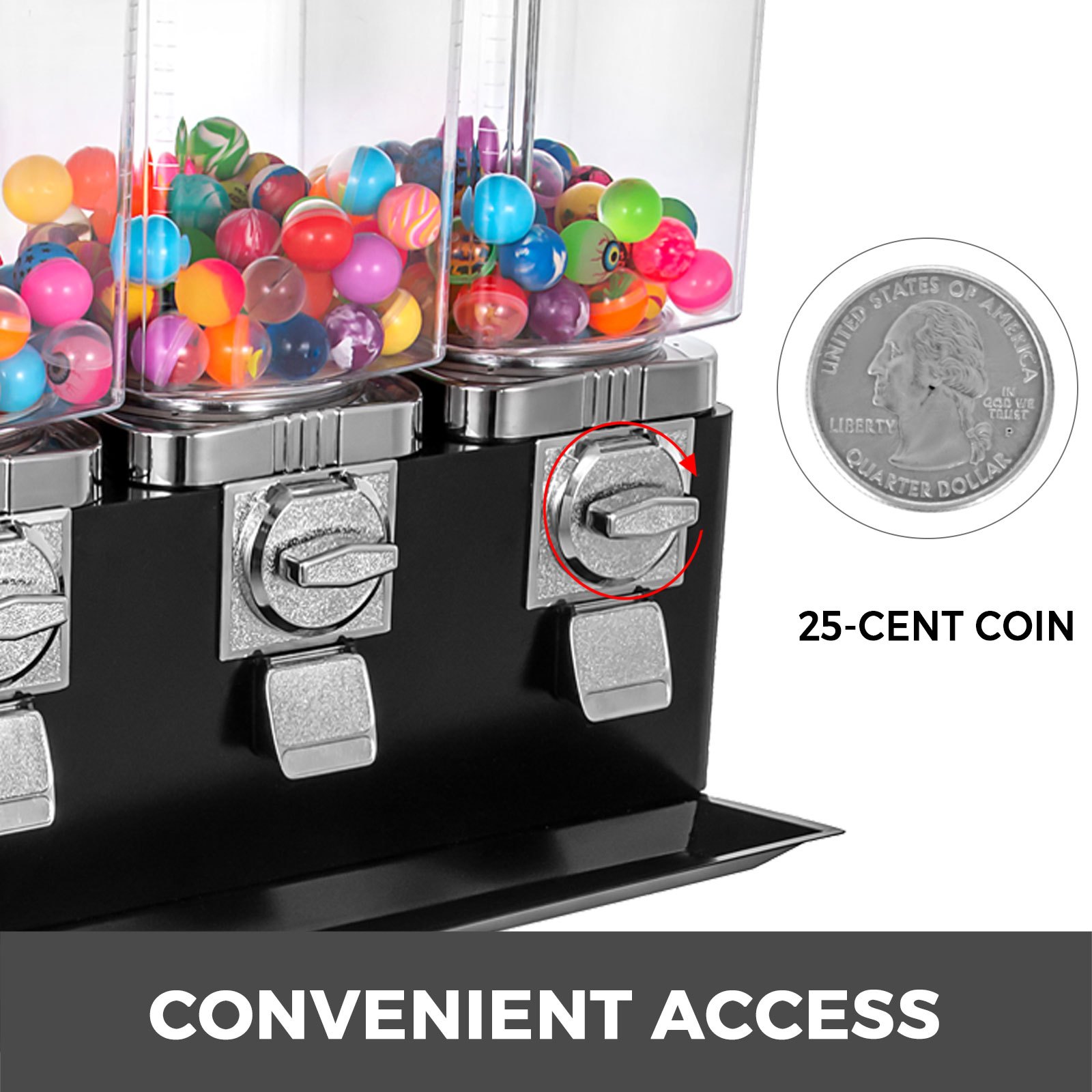 Triple Bulk Candy Vending Machine With Stand Removable Canisters 1