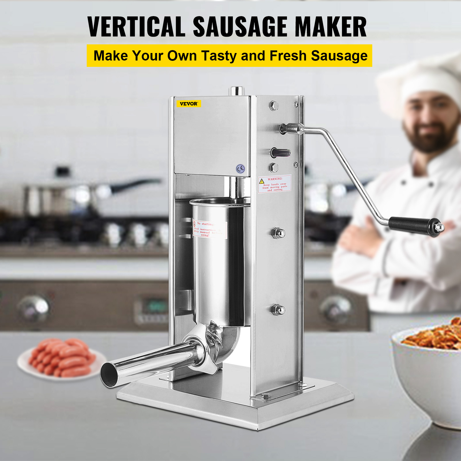 Sausage Stuffer Meat Filler Machine 3L Meat Press Stainless Steel