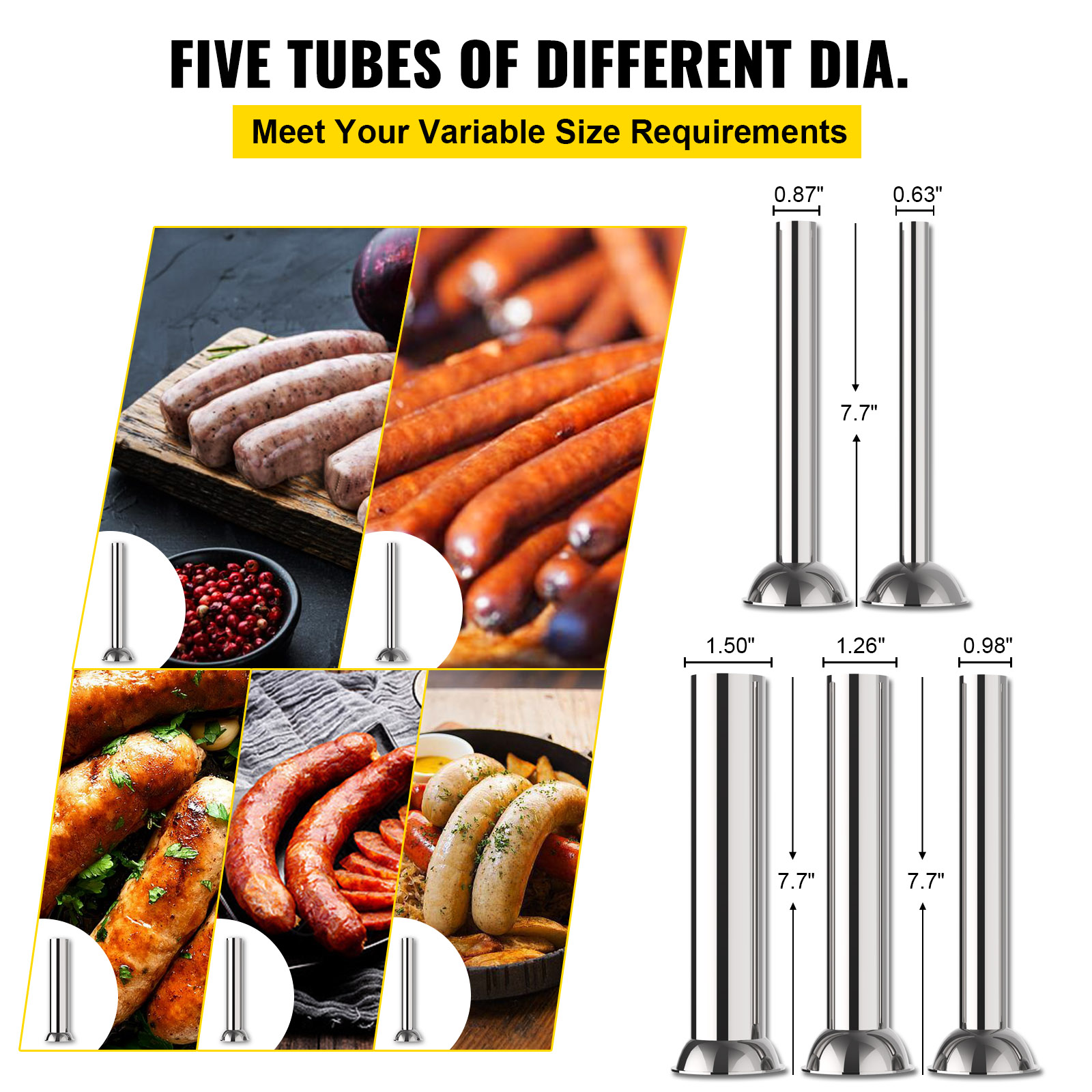 VEVOR 5L Vertical Commercial Home Sausage Stuffer 2 Speed Stainless