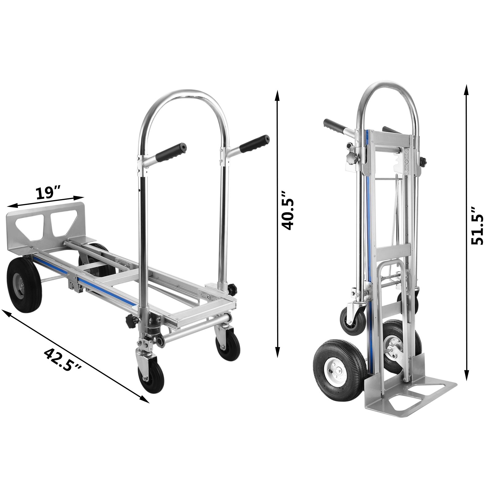 VEVOR VEVOR Aluminum Hand Truck 3 in 1 Folding Hand Truck Convertible Hand Truck and Dolly