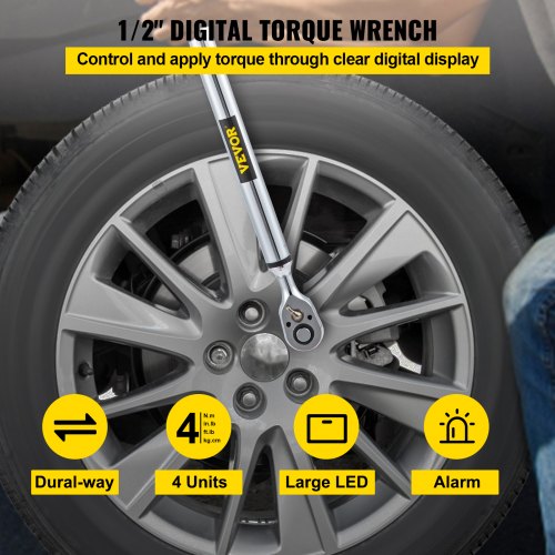 Vevor Digital Torque Wrench 1/2" Drive 12.5250.7 Ftlb Adjustable