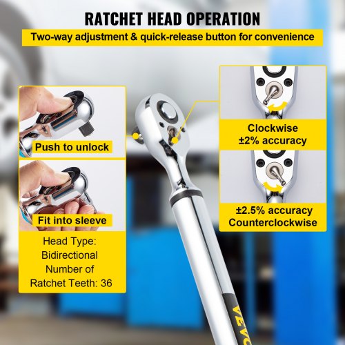 Vevor Digital Torque Wrench 1/2" Drive 12.5250.7 Ftlb Adjustable