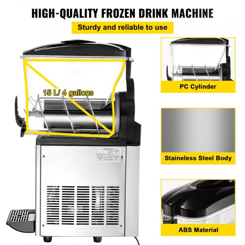 Vevor Commercial Slush Machine Margarita Slush Maker 15l Frozen Drink ...