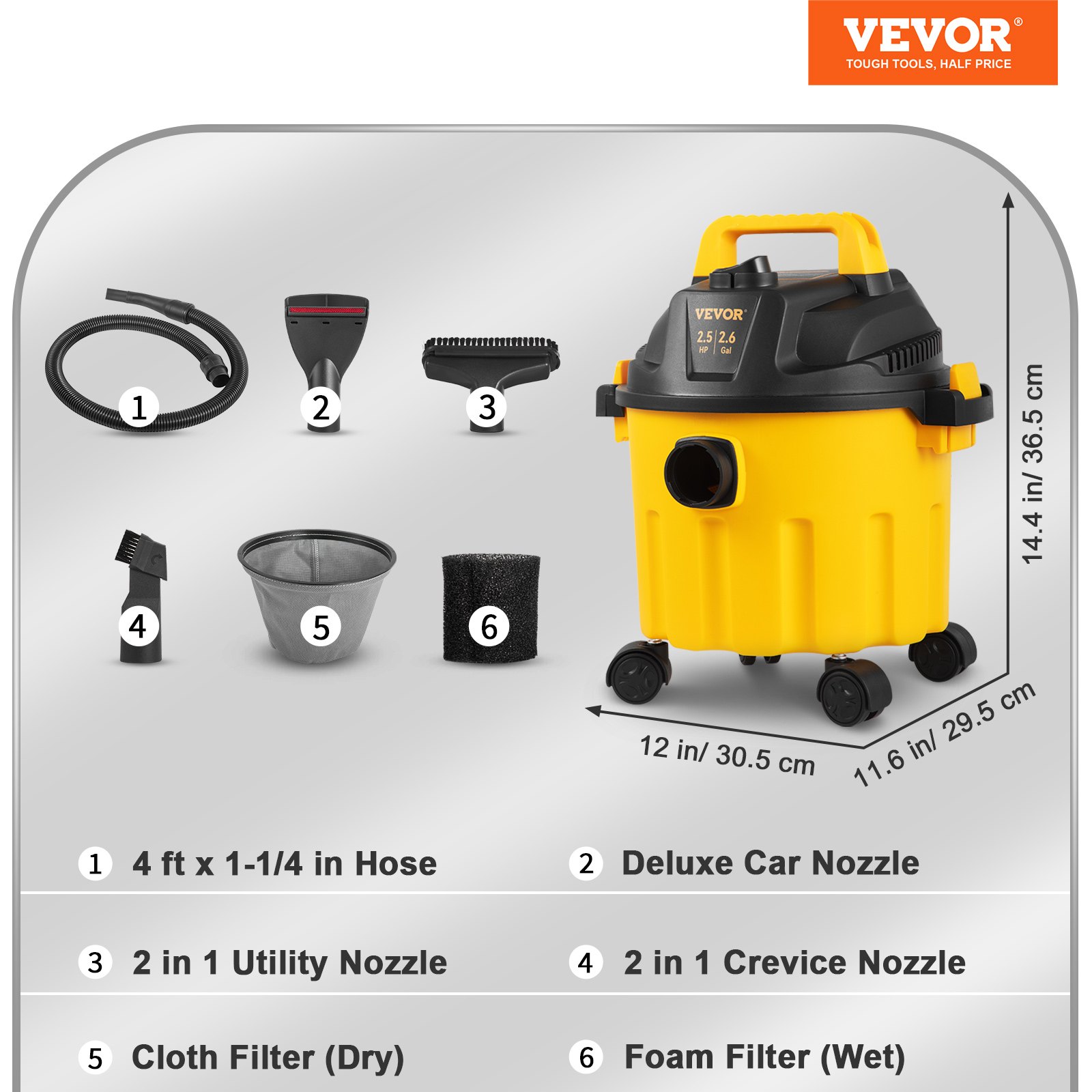 Shop-Vac 5-Gallon 3-in-1 Wet/Dry Vacuum & Carpet Shampooer – 4.5 Peak HP, With Spray Handle & Attachments