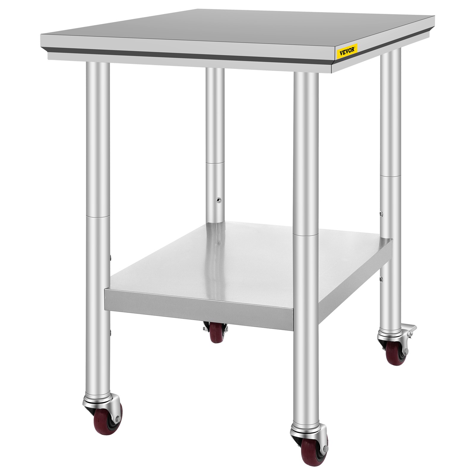 VEVOR Stainless Steel Work Table with Wheels 24 x 30 Prep Table with ...
