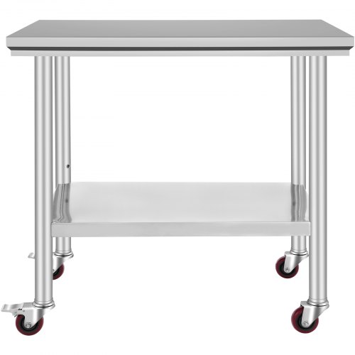 VEVOR Stainless Steel Work Table 36x24 Inch with 4 Wheels Commercial ...