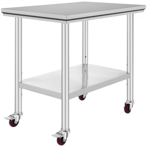 VEVOR Stainless Steel Work Table 36x24 Inch with 4 Wheels Commercial ...