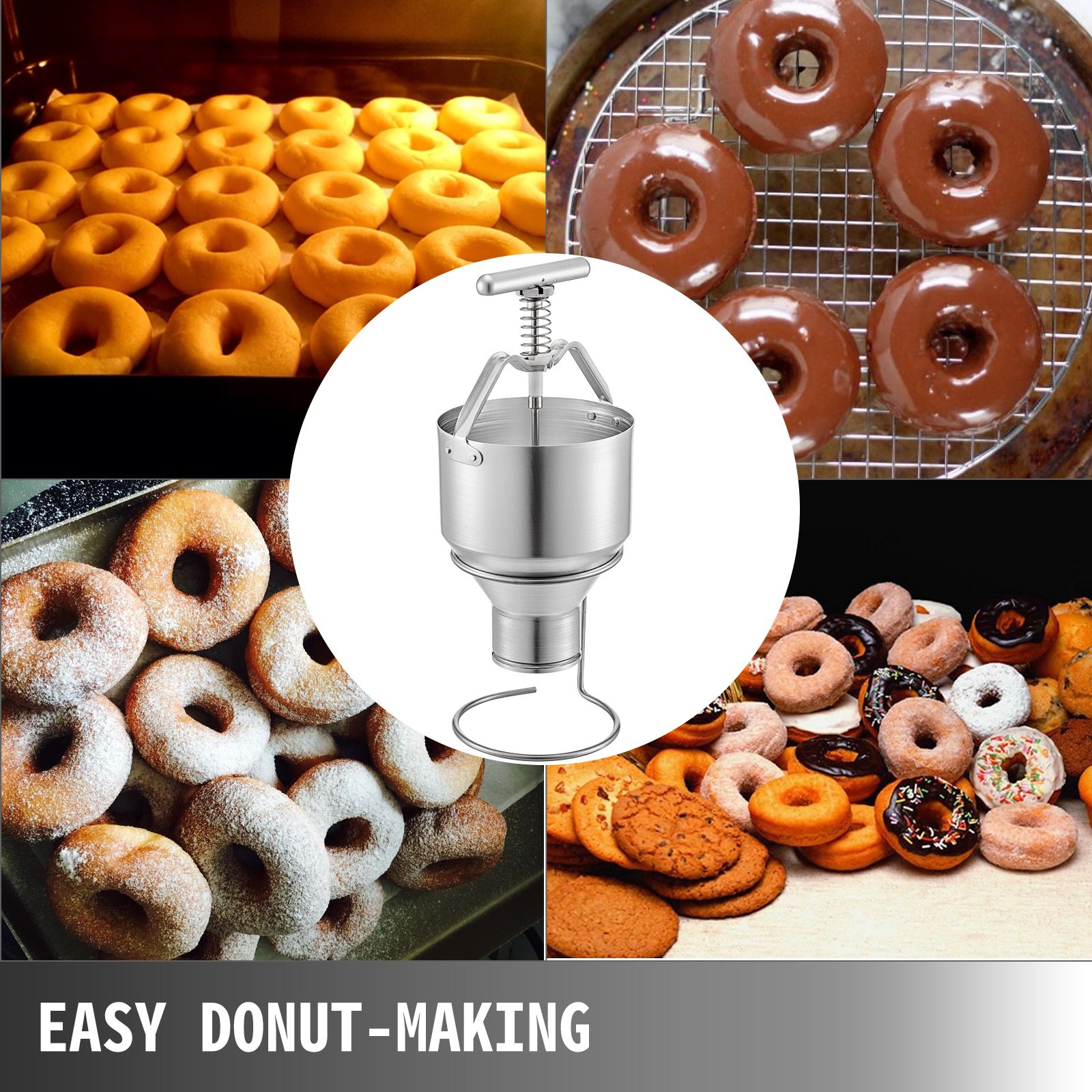 VEVOR Donut Depositor 5L Capacity Donut Dropper Hopper FoodGrade Aluminum Manual Donut