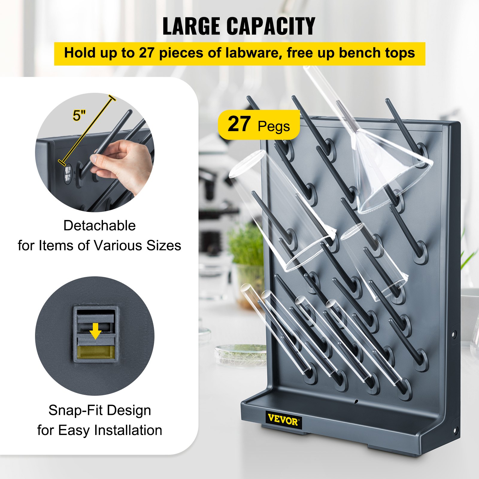 VEVOR Drying Rack Lab Glassware Rack PP Material Glassware Drying Rack ...