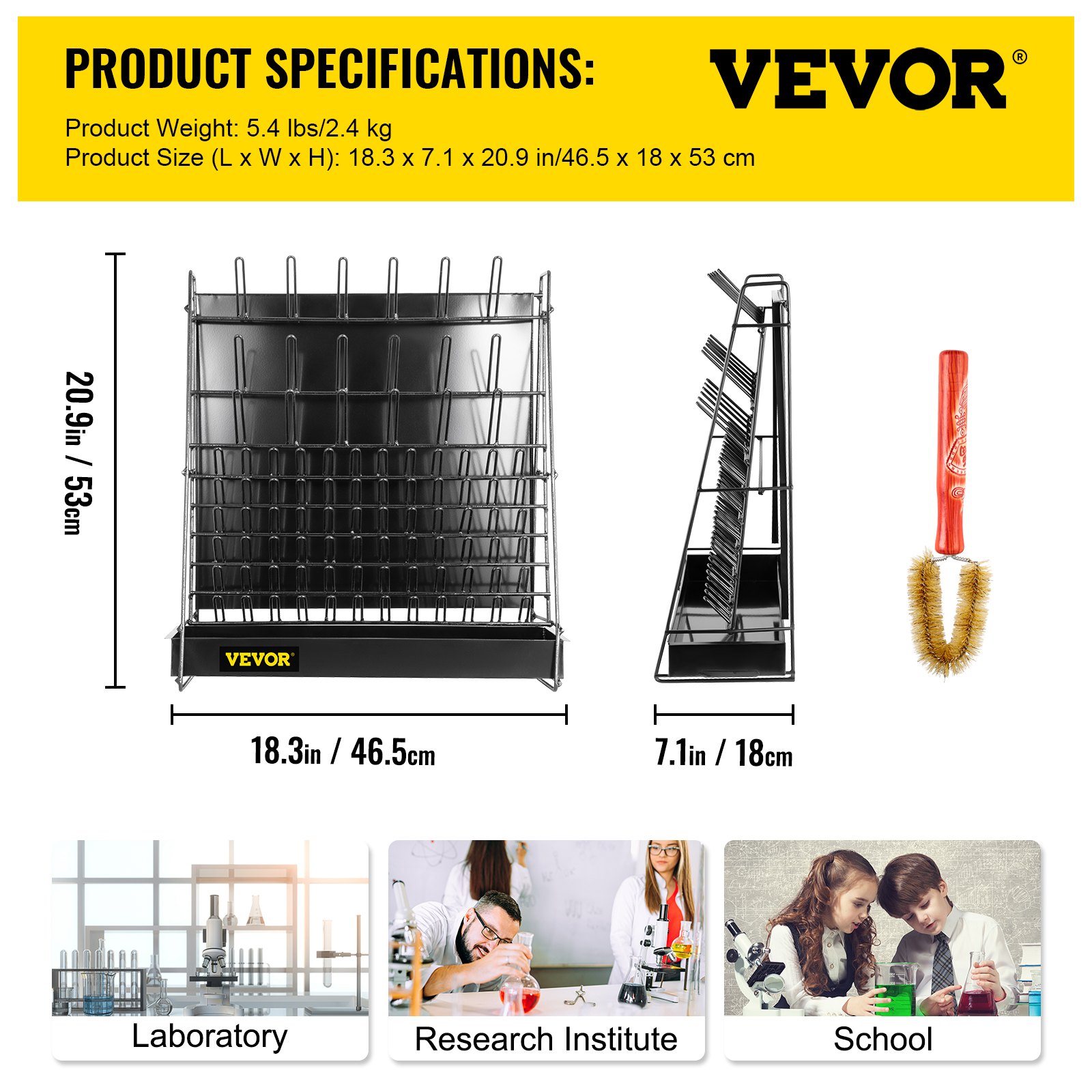 VEVOR Drying Rack for Lab 90 Pegs Lab Glassware Rack Steel Wire ...