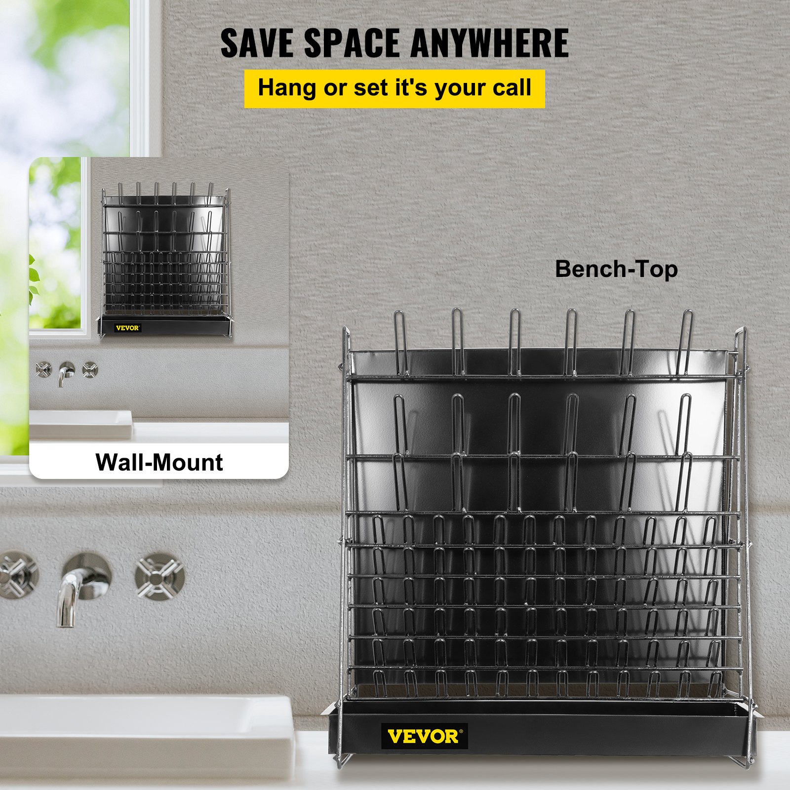 VEVOR Drying Rack for Lab 90 Pegs Lab Glassware Rack Steel Wire ...