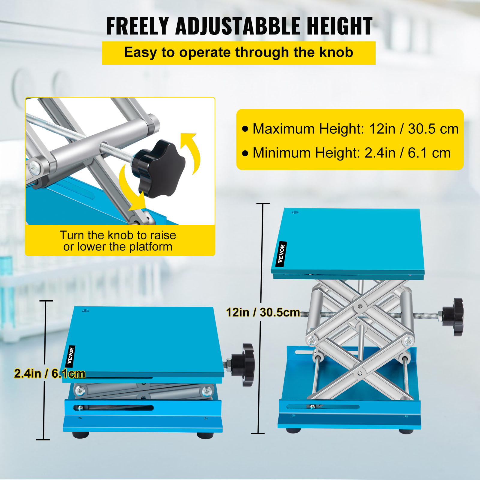 8 X 8 Stainless Steel Lab Jack Stand Table Scissor Lift Laboratory ...