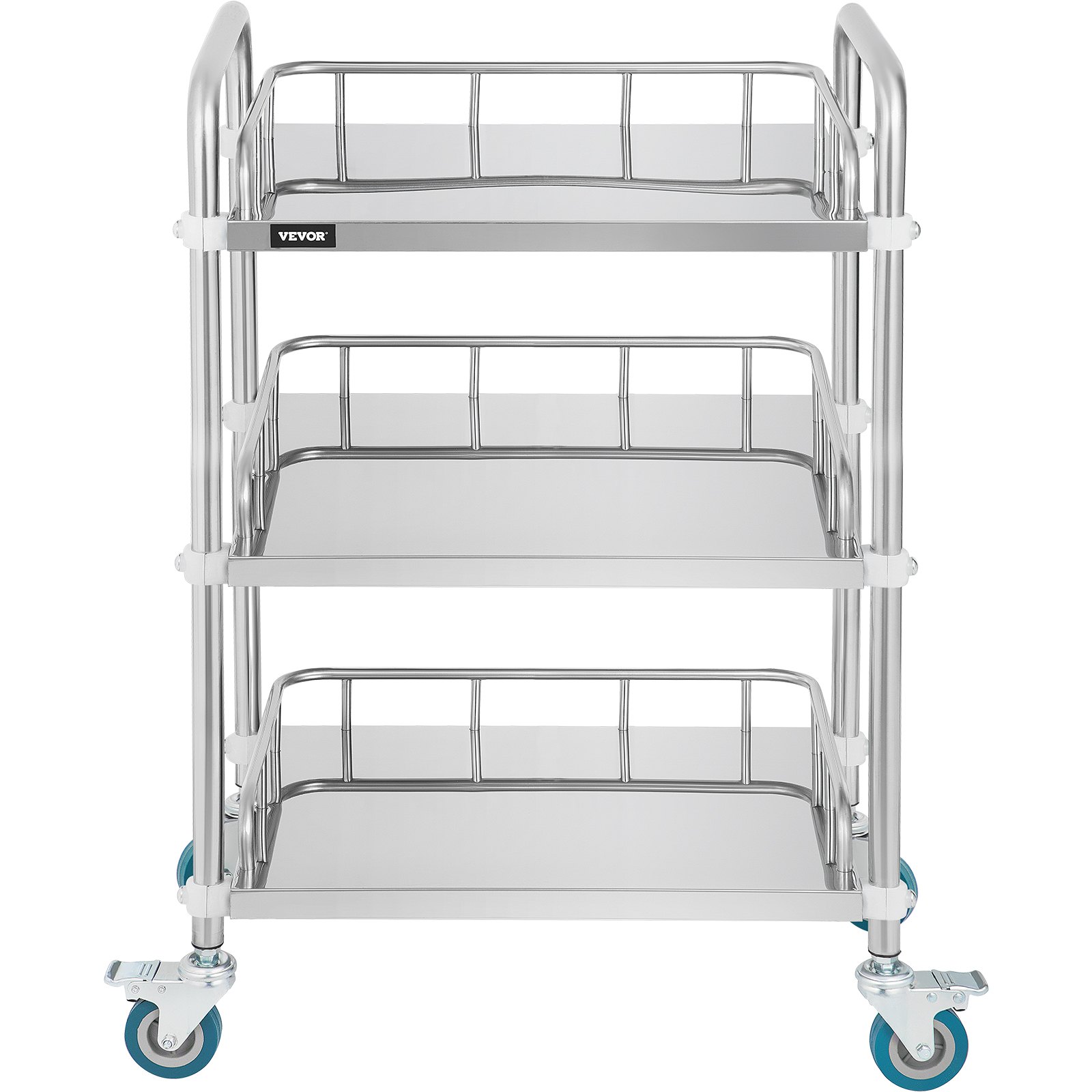 Vevor Lab Rolling Cart 3 Shelves Shelf Stainless Steel Rolling Cart Catering Dental Utility Cart 1587