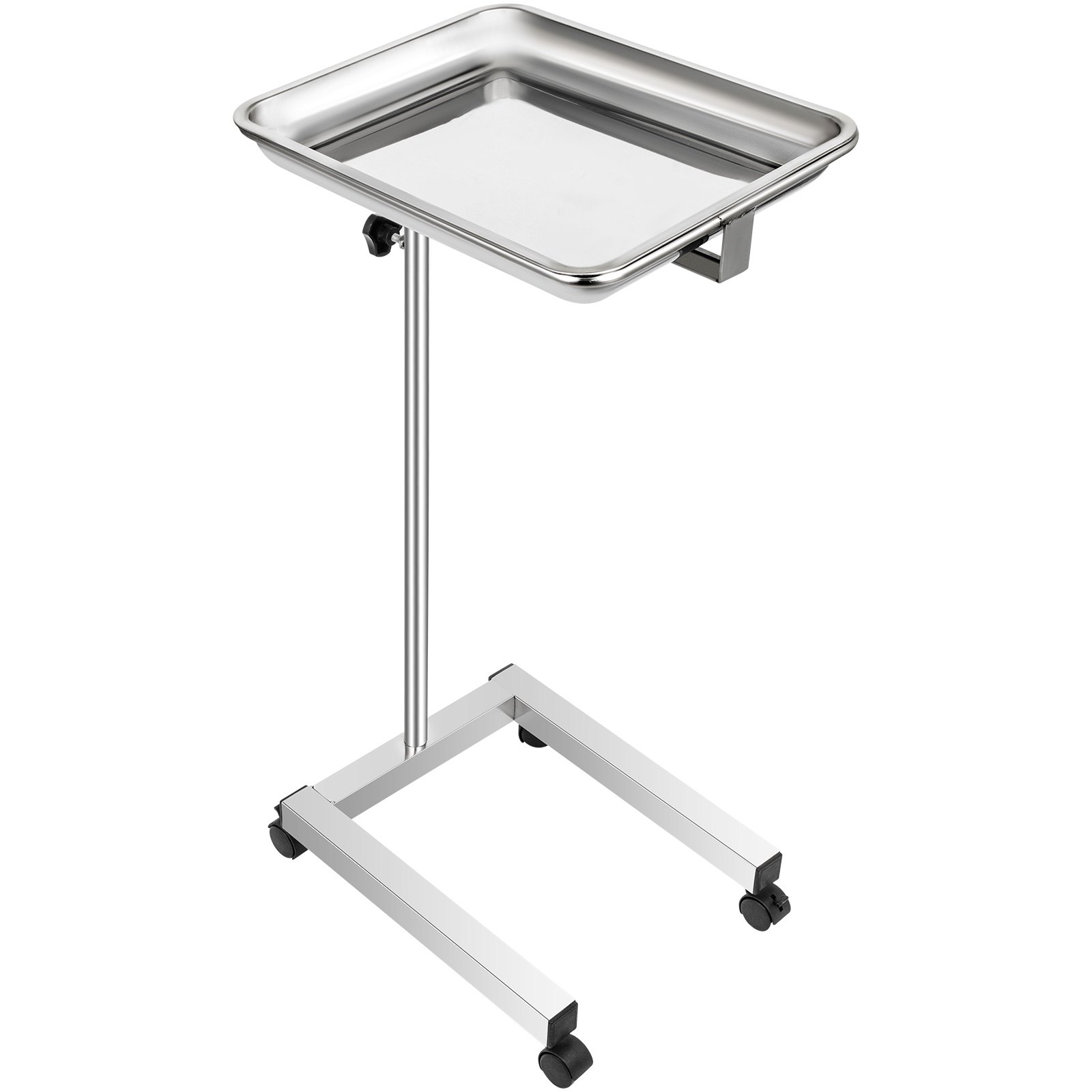 VEVOR Lab Cart Stainless Steel Mayo Tray Stand 18x14 Inch Trolley Mayo ...