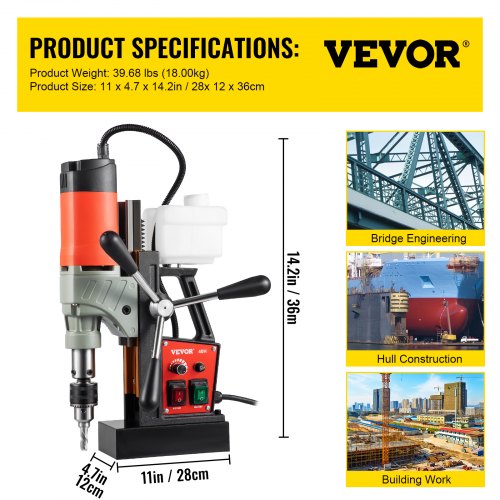 VEVOR Mag Drill Press Electric Drill 1200W 1.57" Base