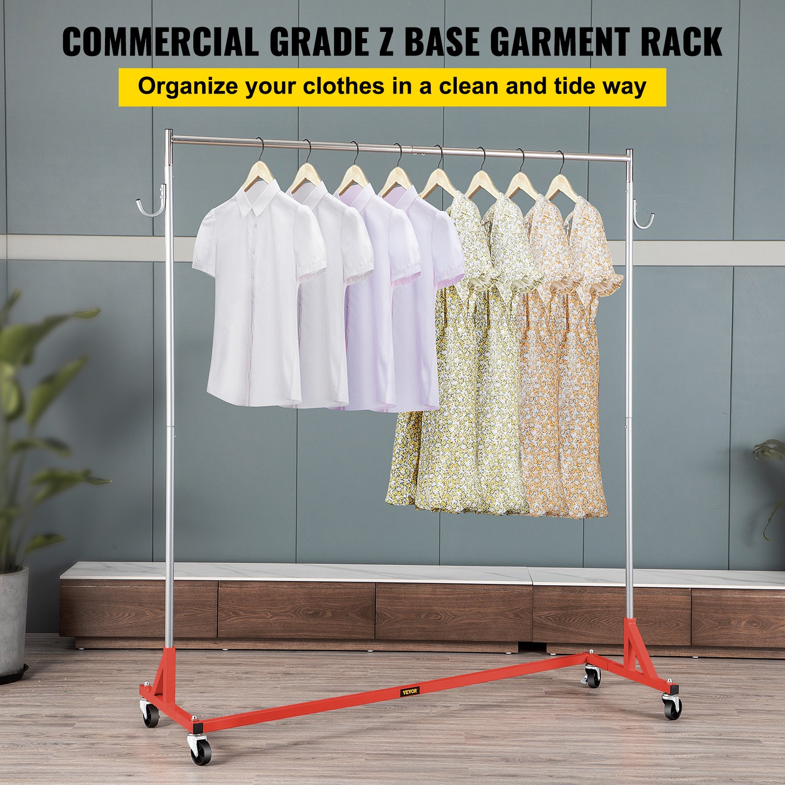 VEVOR Z Rack, Industrial Grade Z Base Garment Rack, Height Adjustable ...