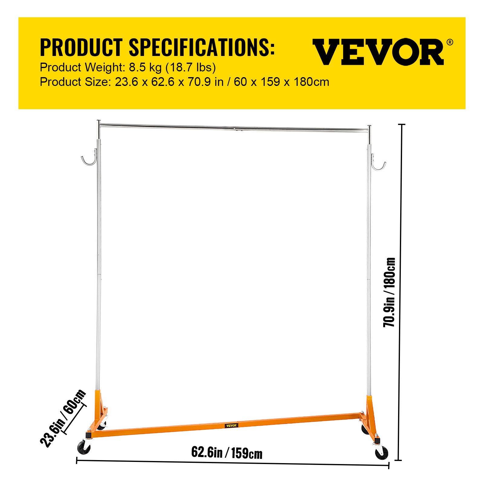 VEVOR Z Rack, Industrial Grade Z Base Garment Rack, Height Adjustable ...